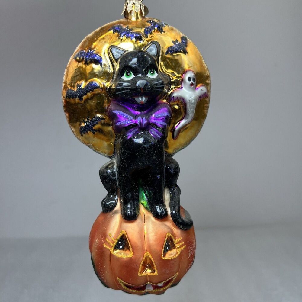 Christopher Radko Halloween Fright Night Frolic- Double Sided Ornament Black Cat